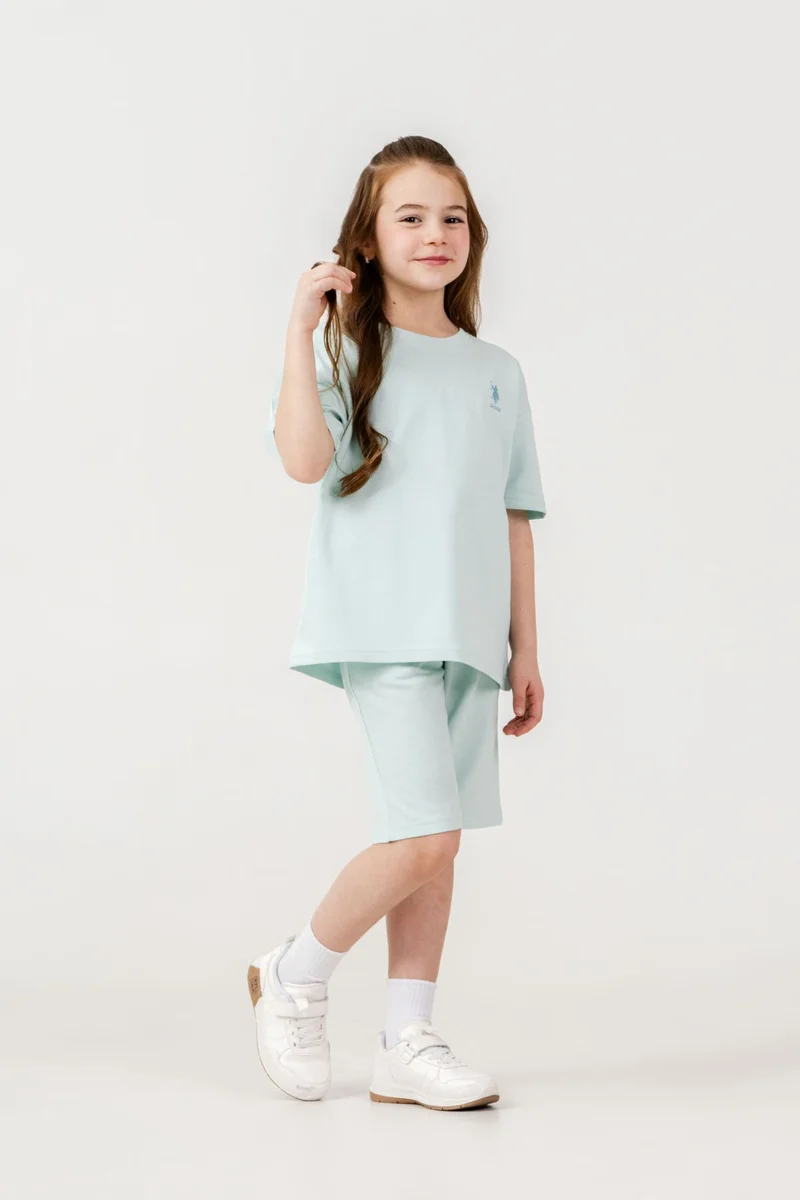 يو اس بولو اسن U.S. Polo Assn. Girls Nile Green Bermuda Set